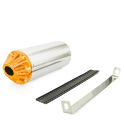 Exhaust muffler CNC - Silver / Gold - ø28mm