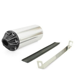 Exhaust muffler CNC - Silver / Black - ø28mm