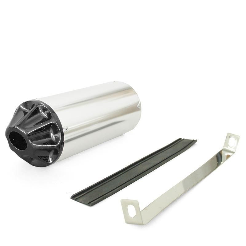 Exhaust muffler CNC - Silver / Black - ø28mm