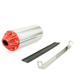 Exhaust muffler CNC - Silver / Red - ø28mm