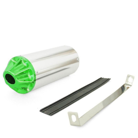 Exhaust muffler CNC - Silver / Green - ø32mm